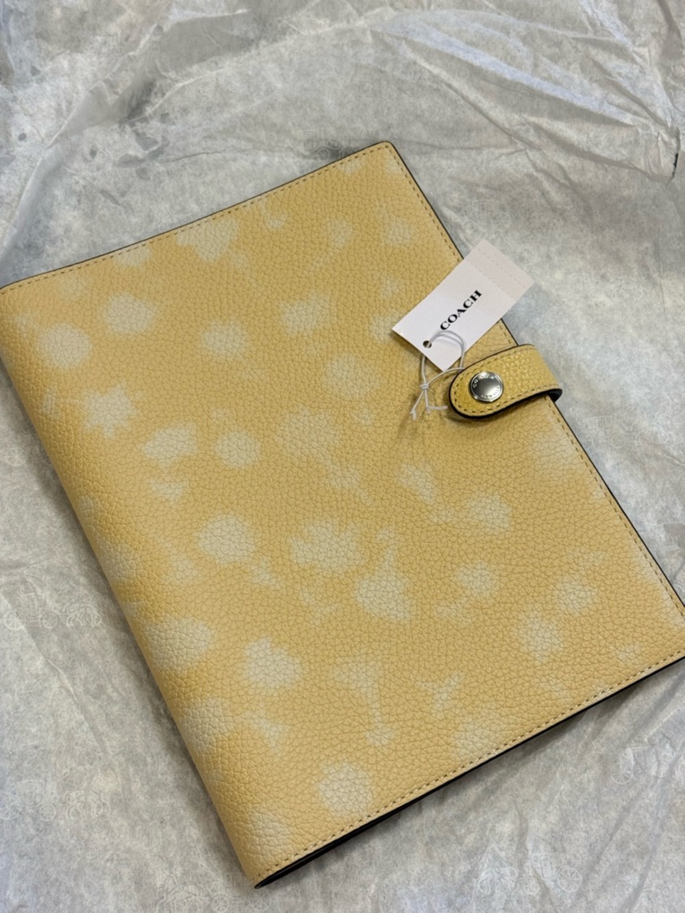 COACH Yellow Floral Print Leather Notebook  Cover w/Notebook NWT